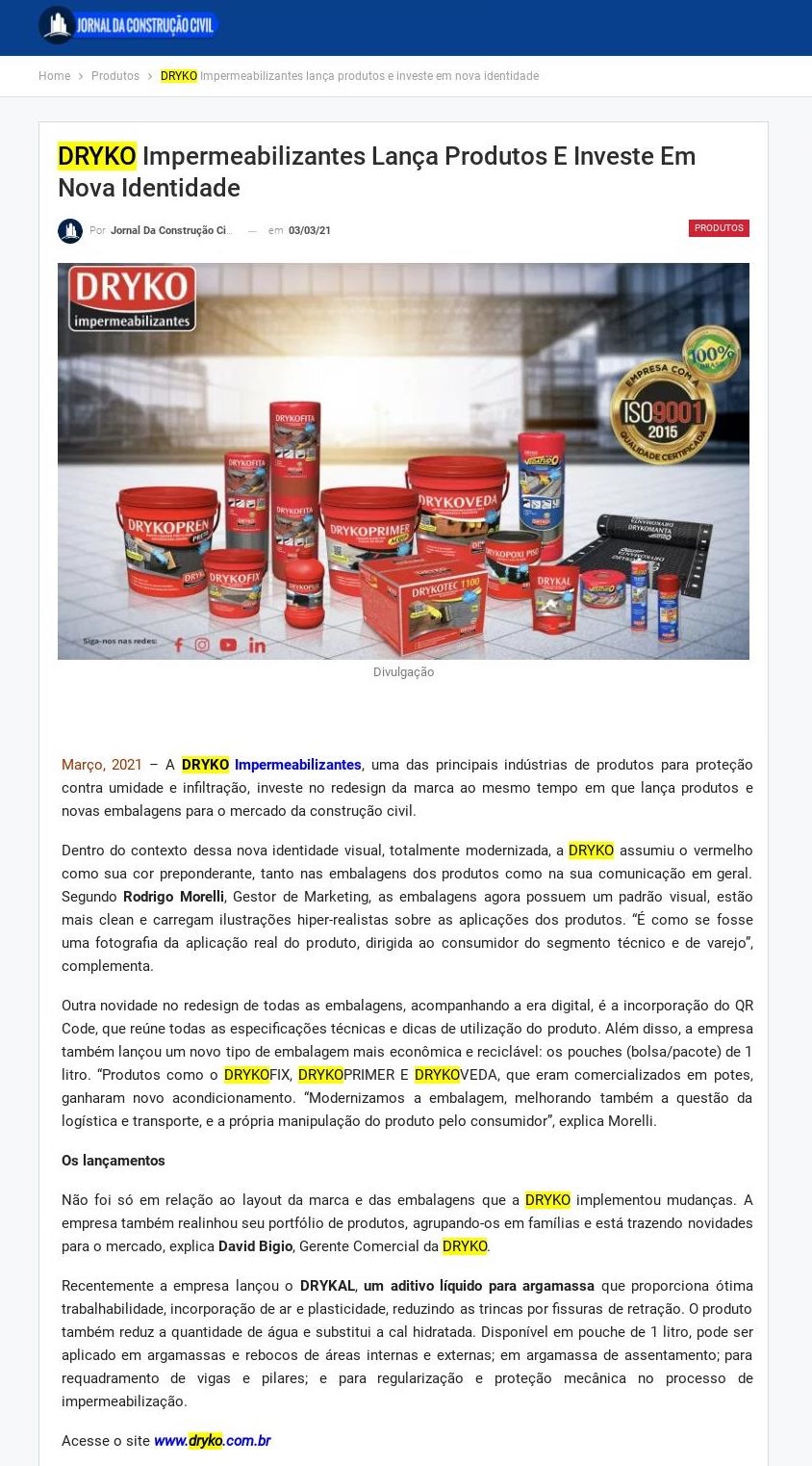 DRYKO Impermeabilizantes lança produtos e investe em nova identidade