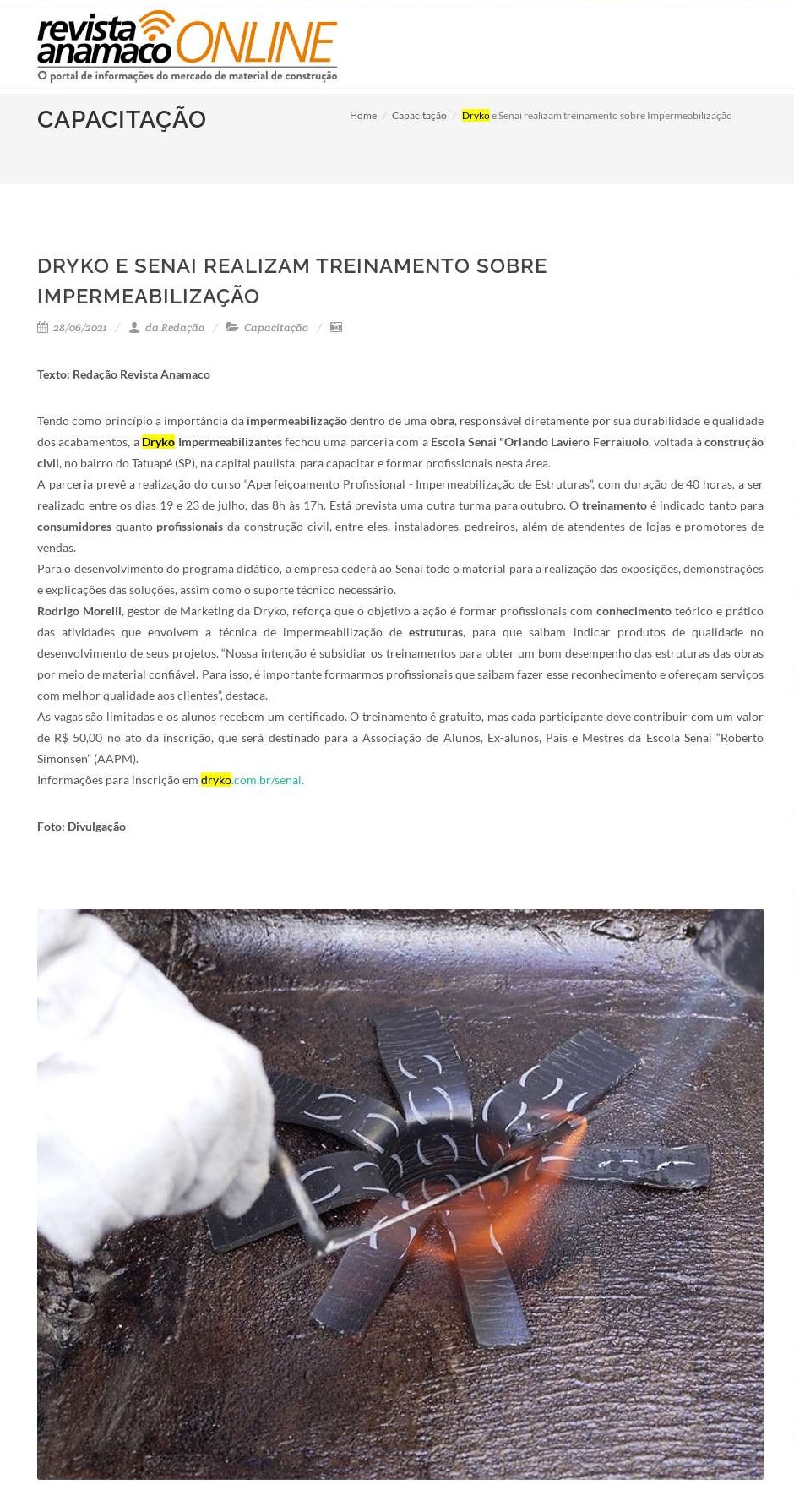 Dryko e Senai realizam treinamento sobre Impermeabilização