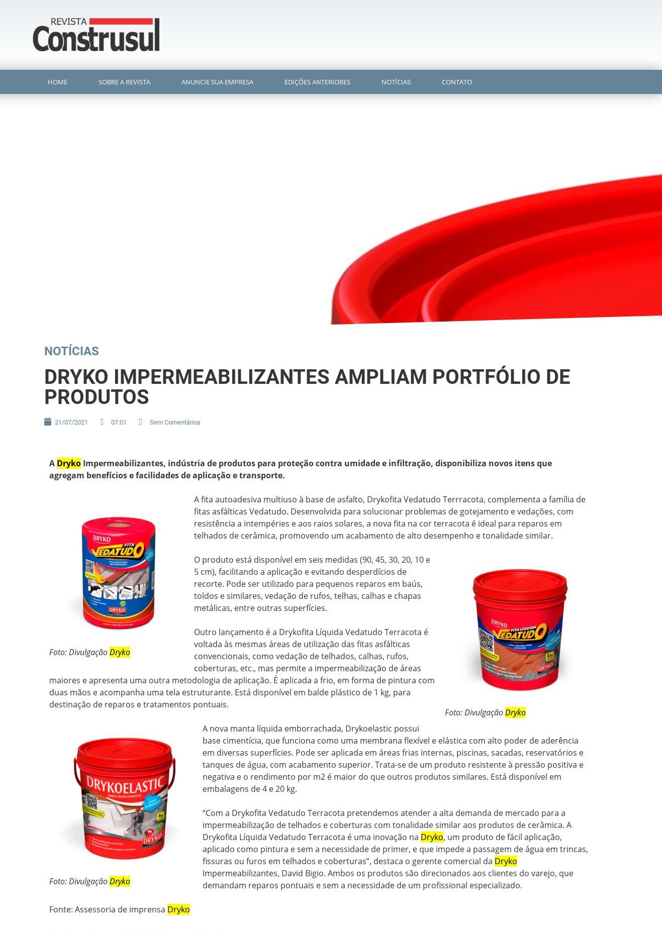 Dryko Impermeabilizantes ampliam portfólio de produtos
