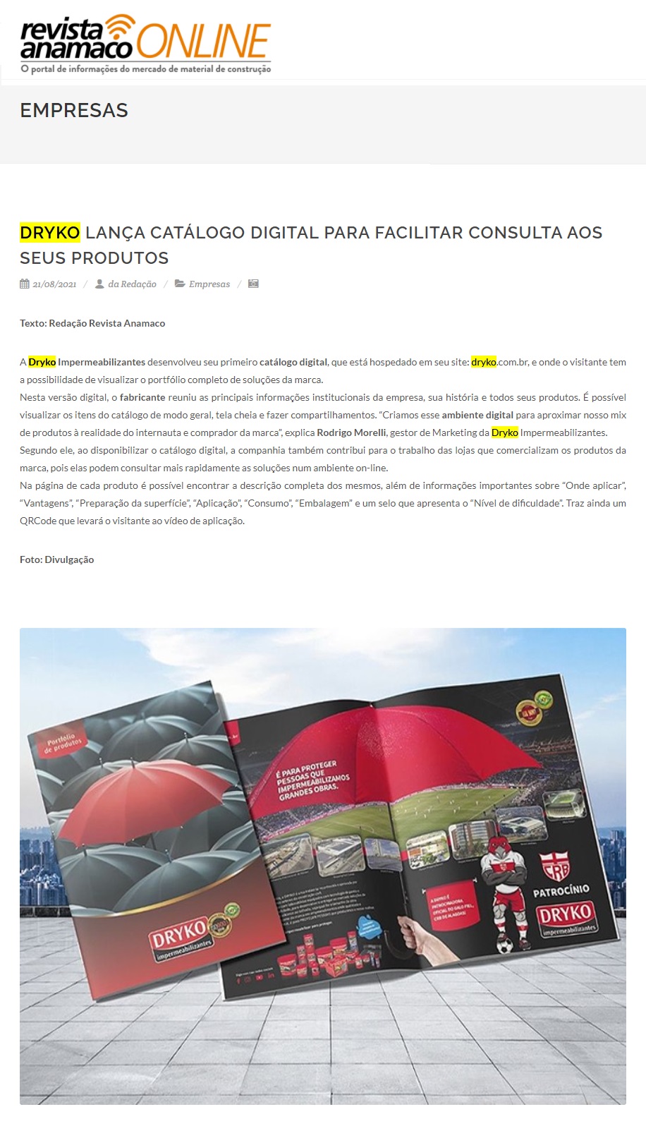 Dryko lança catálogo digital para facilitar consulta aos seus produtos