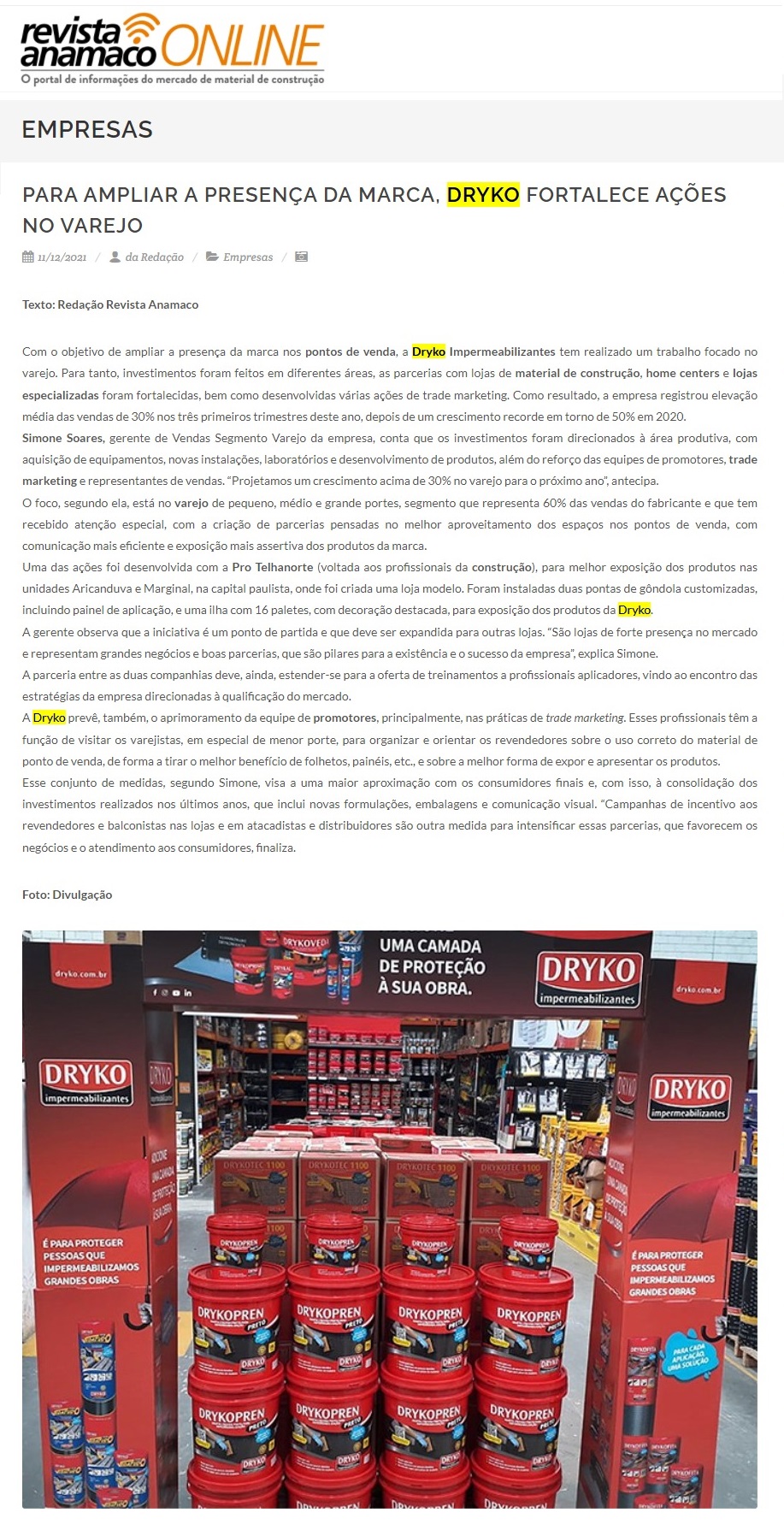 Para ampliar a presença da marca, Dryko fortalece ações no varejo