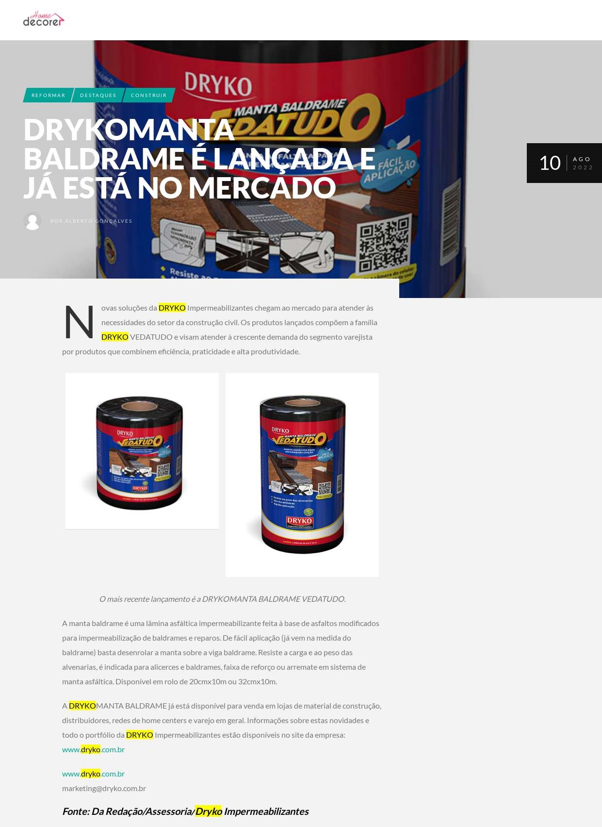 DRYKOMANTA Baldrame é lançada e já está no mercado