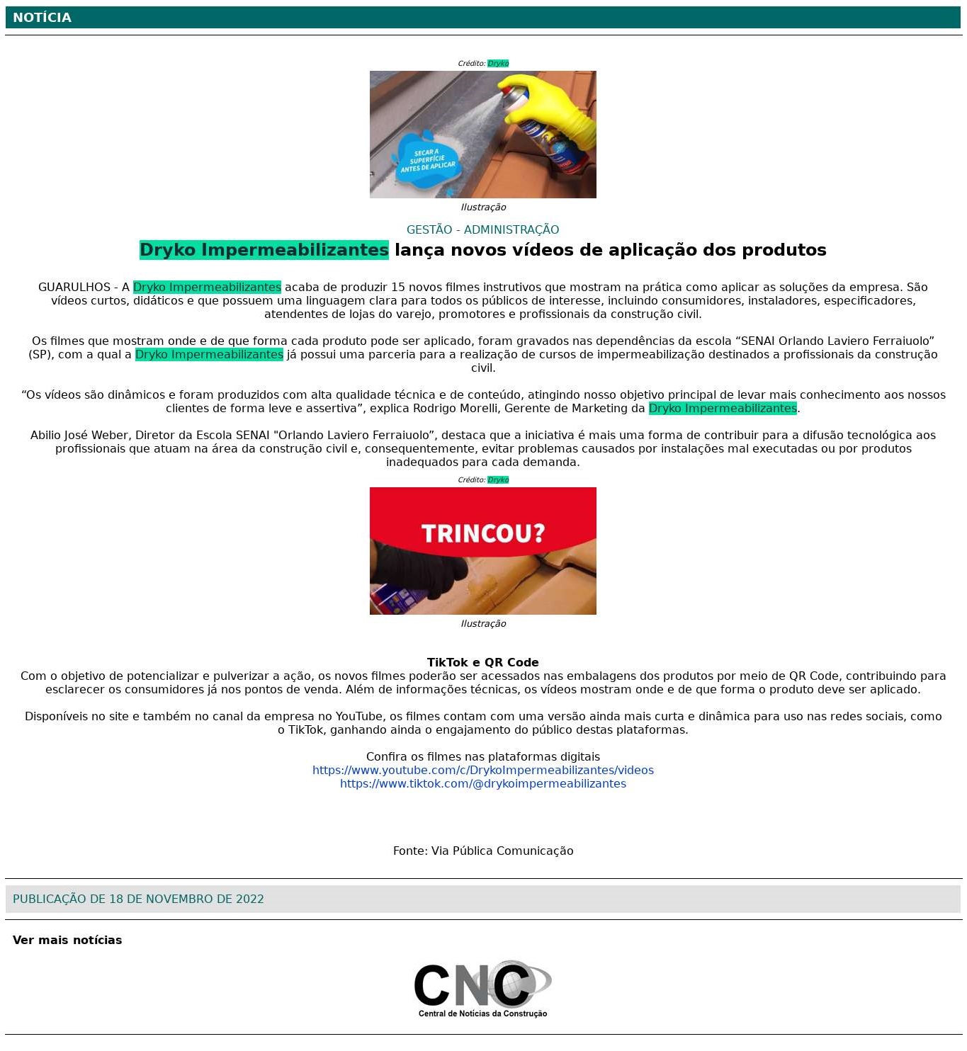 Dryko Impermeabilizantes lança novos vídeos de aplicação dos produtos